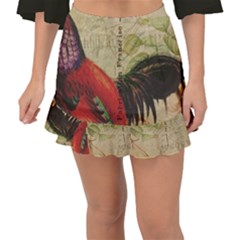 Rooster Fishtail Mini Chiffon Skirt