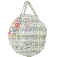 Rose Book Page Giant Round Zipper Tote