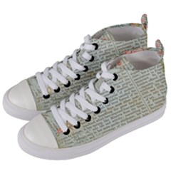 Rose Book Page Women s Mid-top Canvas Sneakers