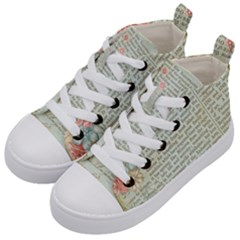 Rose Book Page Kid s Mid-top Canvas Sneakers