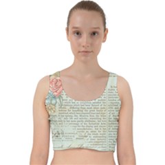 Rose Book Page Velvet Racer Back Crop Top