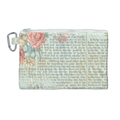 Rose Book Page Canvas Cosmetic Bag (large)