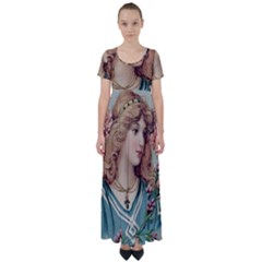 Lady High Waist Short Sleeve Maxi Dress by vintage2030