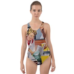 Retro Baking Cut-out Back One Piece Swimsuit