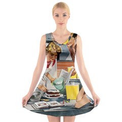 Retro Baking V-neck Sleeveless Dress by vintage2030