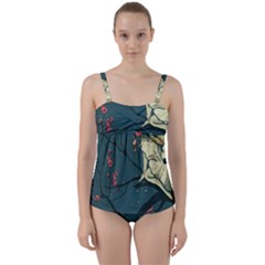 Girl And Flowers Twist Front Tankini Set by vintage2030