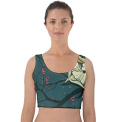 Girl And Flowers Velvet Crop Top