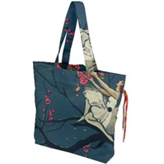 Girl And Flowers Drawstring Tote Bag