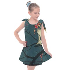 Girl And Flowers Kids  Tie Up Tunic Dress