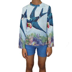 Blue Bird Kids  Long Sleeve Swimwear by vintage2030