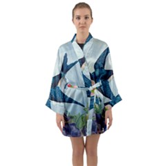 Blue Bird Long Sleeve Kimono Robe