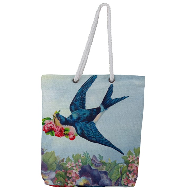 Blue Bird Full Print Rope Handle Tote (Large)