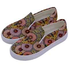 Flower And Butterfly Kids  Canvas Slip Ons