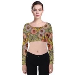 Flower And Butterfly Velvet Crop Top