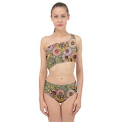 Flower And Butterfly Spliced Up Two Piece Swimsuit