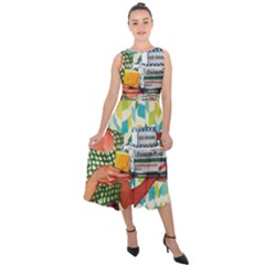 Retro Cokk Midi Tie-back Chiffon Dress