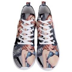 Retro Pin Up Girl Blue Men s Lightweight High Top Sneakers