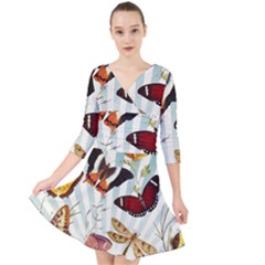 Butterfly 1064147 960 720 Quarter Sleeve Front Wrap Dress