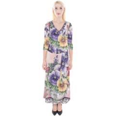 Lowers Pansy Quarter Sleeve Wrap Maxi Dress