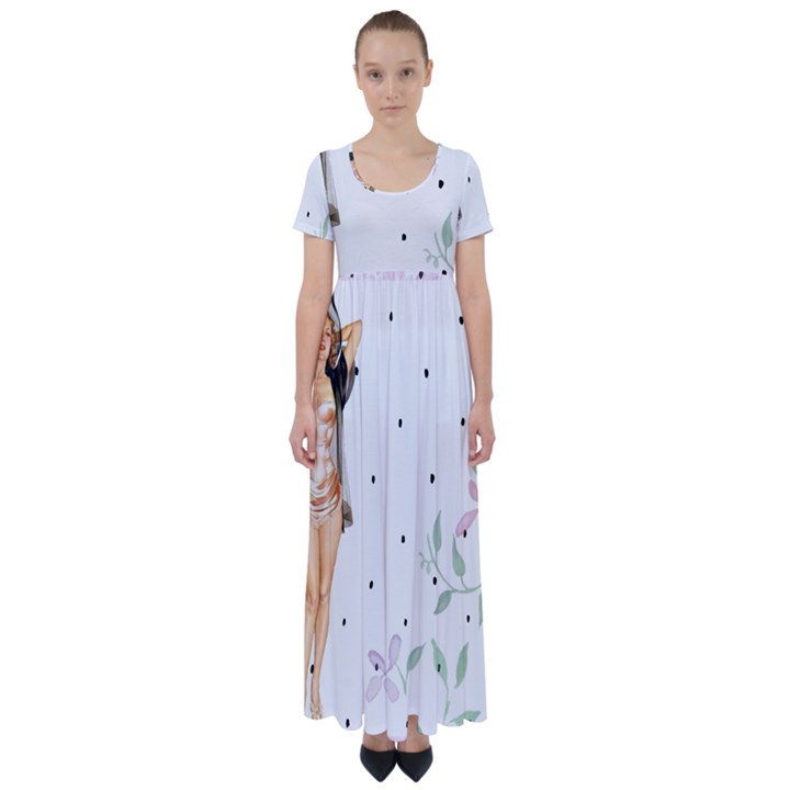 Retro 1410690 1920 High Waist Short Sleeve Maxi Dress