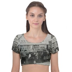 Vintage 1326261 1920 Velvet Short Sleeve Crop Top 