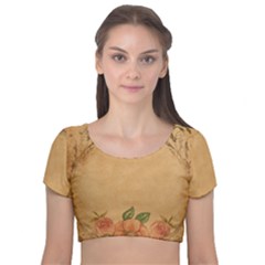 Background 1365750 1920 Velvet Short Sleeve Crop Top 