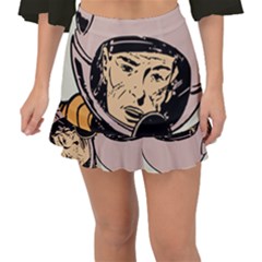 Astronaut Retro Fishtail Mini Chiffon Skirt