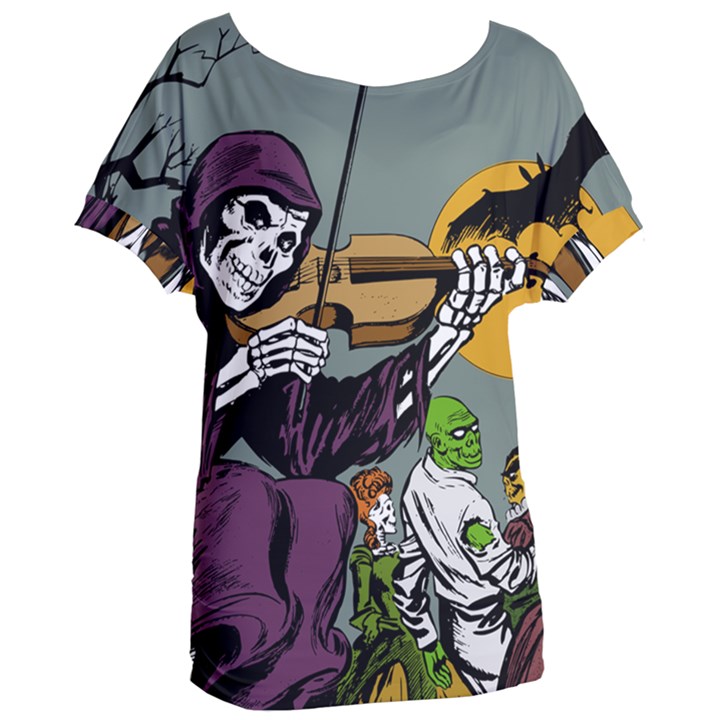 Playing Skeleton Women s Oversized Tee