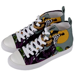 Playing Skeleton Women s Mid-top Canvas Sneakers by vintage2030