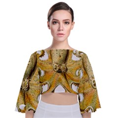 Gold Octopus Tie Back Butterfly Sleeve Chiffon Top by vintage2030