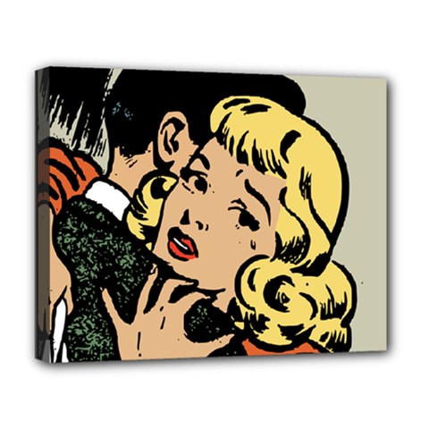 Hugging Retro Couple Deluxe Canvas 20  X 16  (stretched) by vintage2030