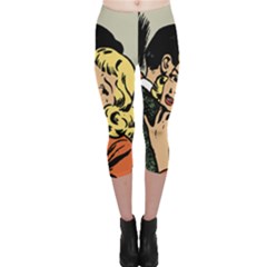 Hugging Retro Couple Capri Leggings  by vintage2030