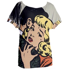 Hugging Retro Couple Women s Oversized Tee