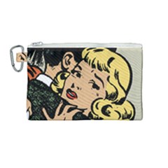 Hugging Retro Couple Canvas Cosmetic Bag (medium)