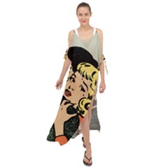 Hugging Retro Couple Maxi Chiffon Cover Up Dress