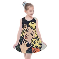 Hugging Retro Couple Kids  Summer Dress