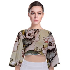 Lady 1650603 1920 Tie Back Butterfly Sleeve Chiffon Top