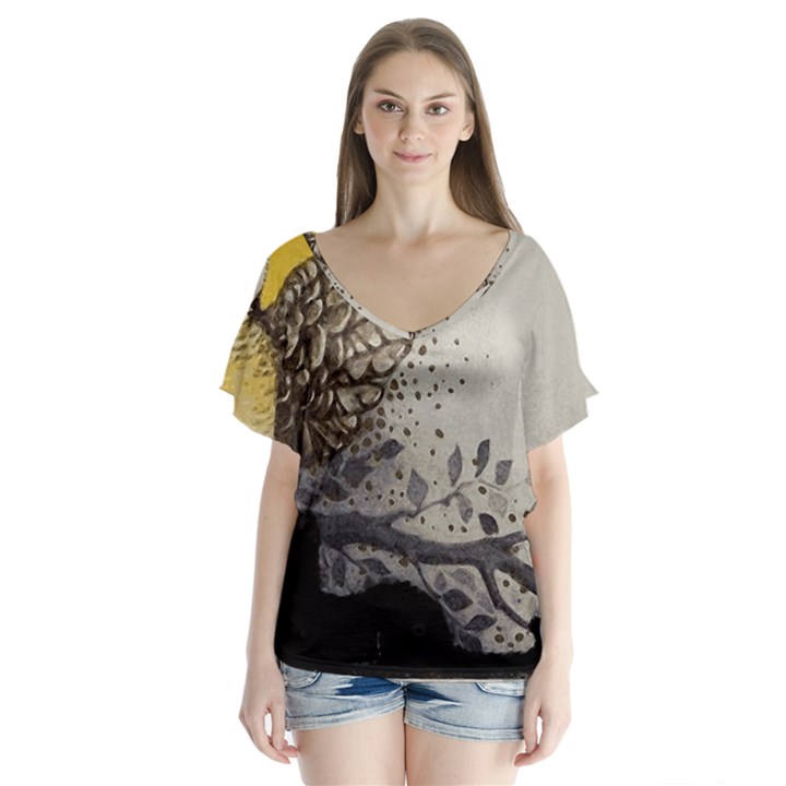 Owl 1462736 1920 V-Neck Flutter Sleeve Top