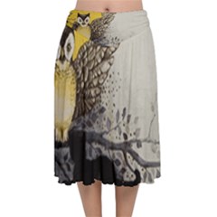 Owl 1462736 1920 Velvet Flared Midi Skirt by vintage2030