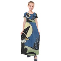 Black Cat 1462738 1920 Kids  Short Sleeve Maxi Dress