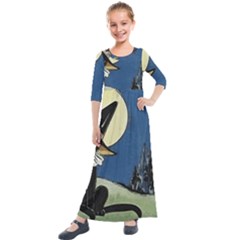 Black Cat 1462738 1920 Kids  Quarter Sleeve Maxi Dress