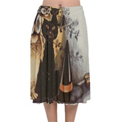 Owls 1461952 1920 Velvet Flared Midi Skirt by vintage2030