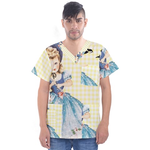 Girl 1370912 1280 Men s V-neck Scrub Top by vintage2030