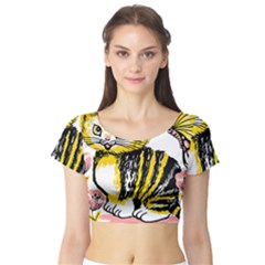 Cat 1348502 1920 Short Sleeve Crop Top by vintage2030