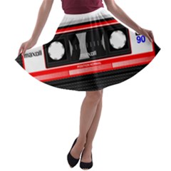 Compact Cassette A-line Skater Skirt by vintage2030