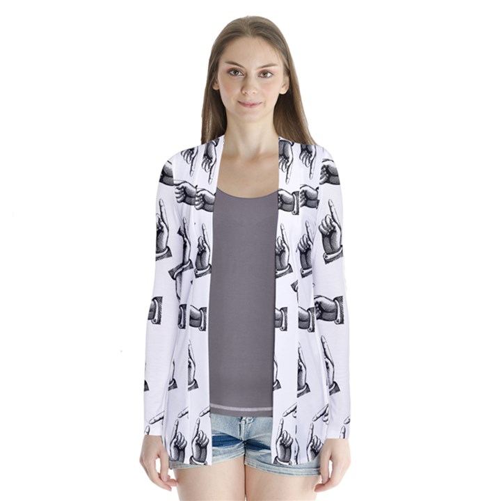 Pointing finger pattern Drape Collar Cardigan