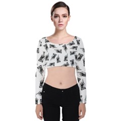 Pointing Finger Pattern Velvet Crop Top by Valentinaart