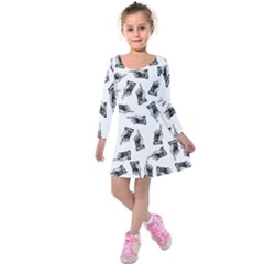 Pointing Finger Pattern Kids  Long Sleeve Velvet Dress by Valentinaart