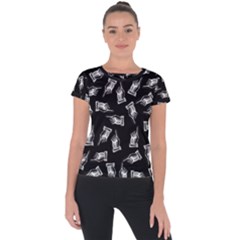 Pointing Finger Pattern Short Sleeve Sports Top  by Valentinaart