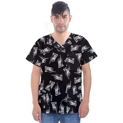 Pointing Finger Pattern Men s V-neck Scrub Top by Valentinaart